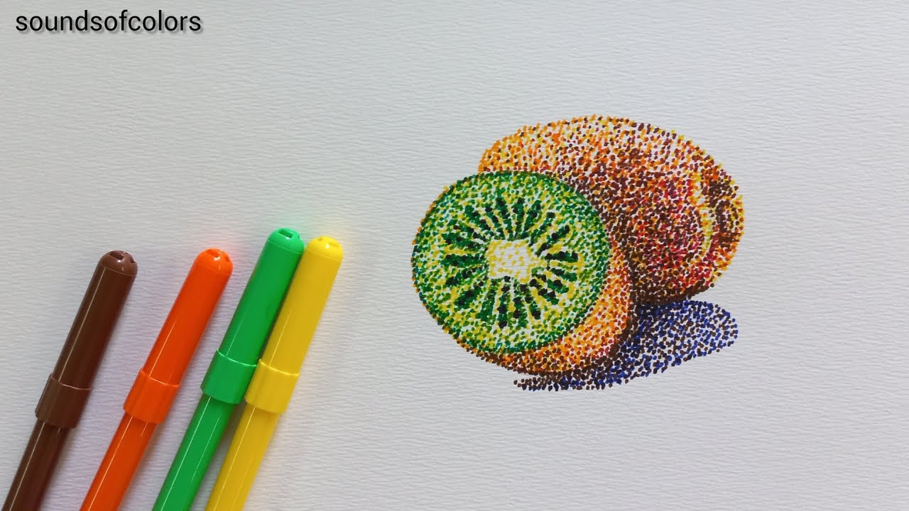 How to Draw a Kiwi | Pointillism Drawing | Pointillism Drawing for Beginners