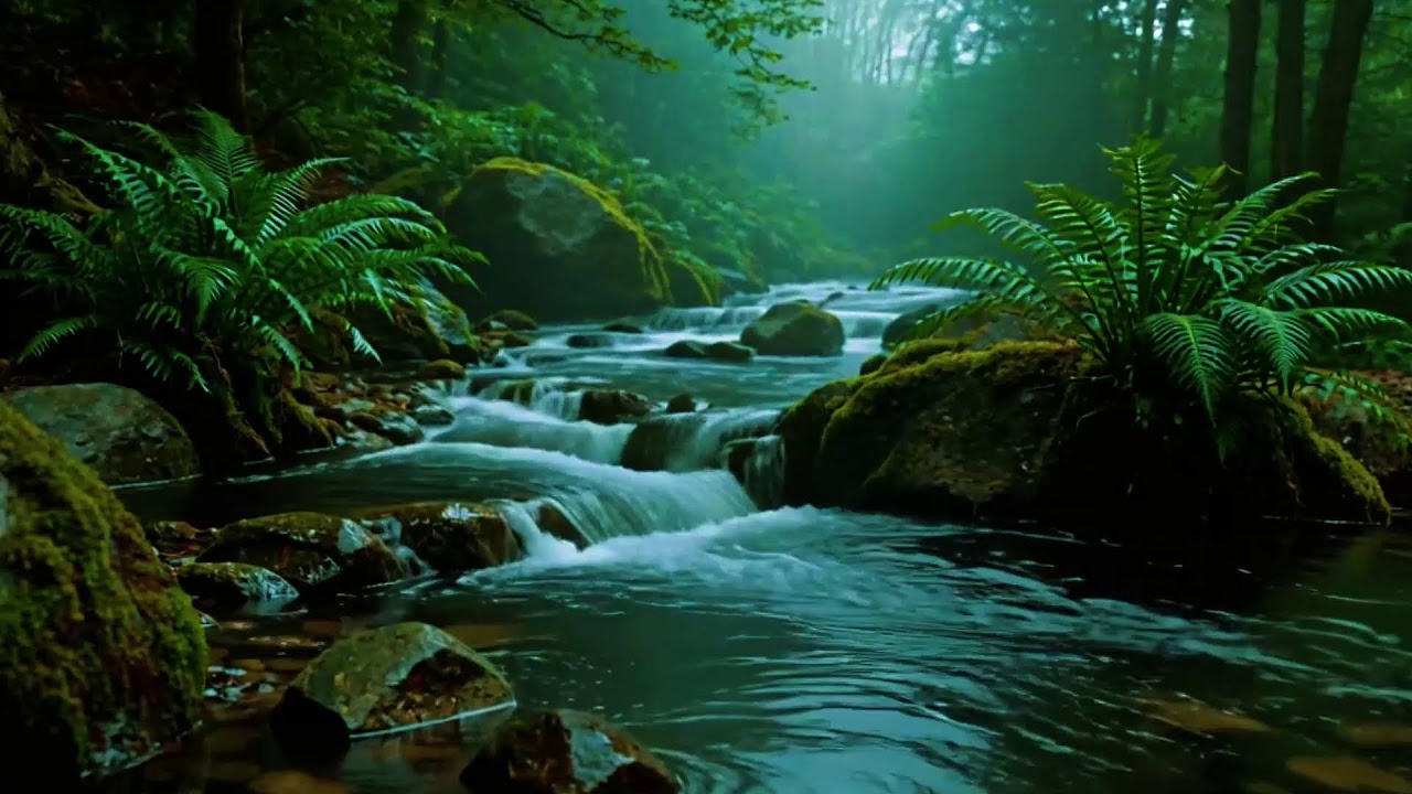 Soothing River Stream with Morning Birds Nature Sounds for Calm Mind