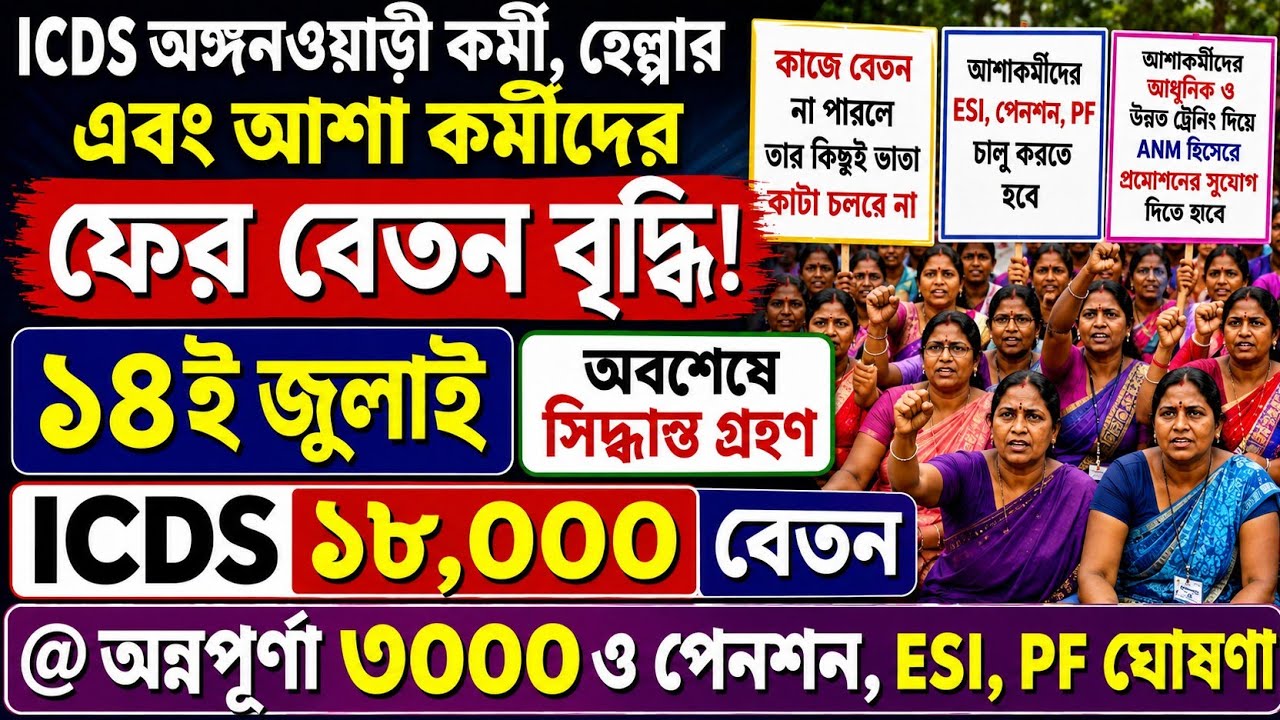 💥ফের ICDS ও আশা কর্মীদের বেতন বৃদ্ধি | Anganwadi Workers News Today | WB Anganwadi Salary News