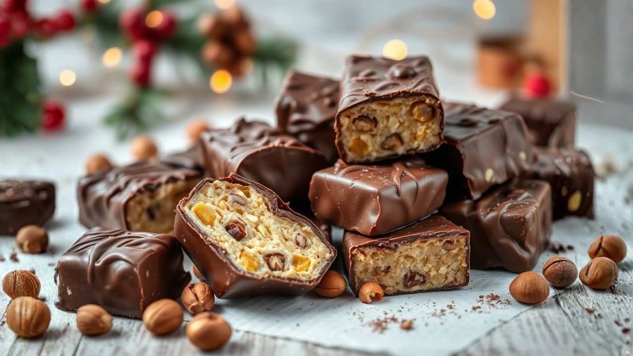 EXPRESS Nougat Italien de Fêtes 🎄 Chocolat & Noisettes en 10 Minutes ! #Noël #Nougat 🍫