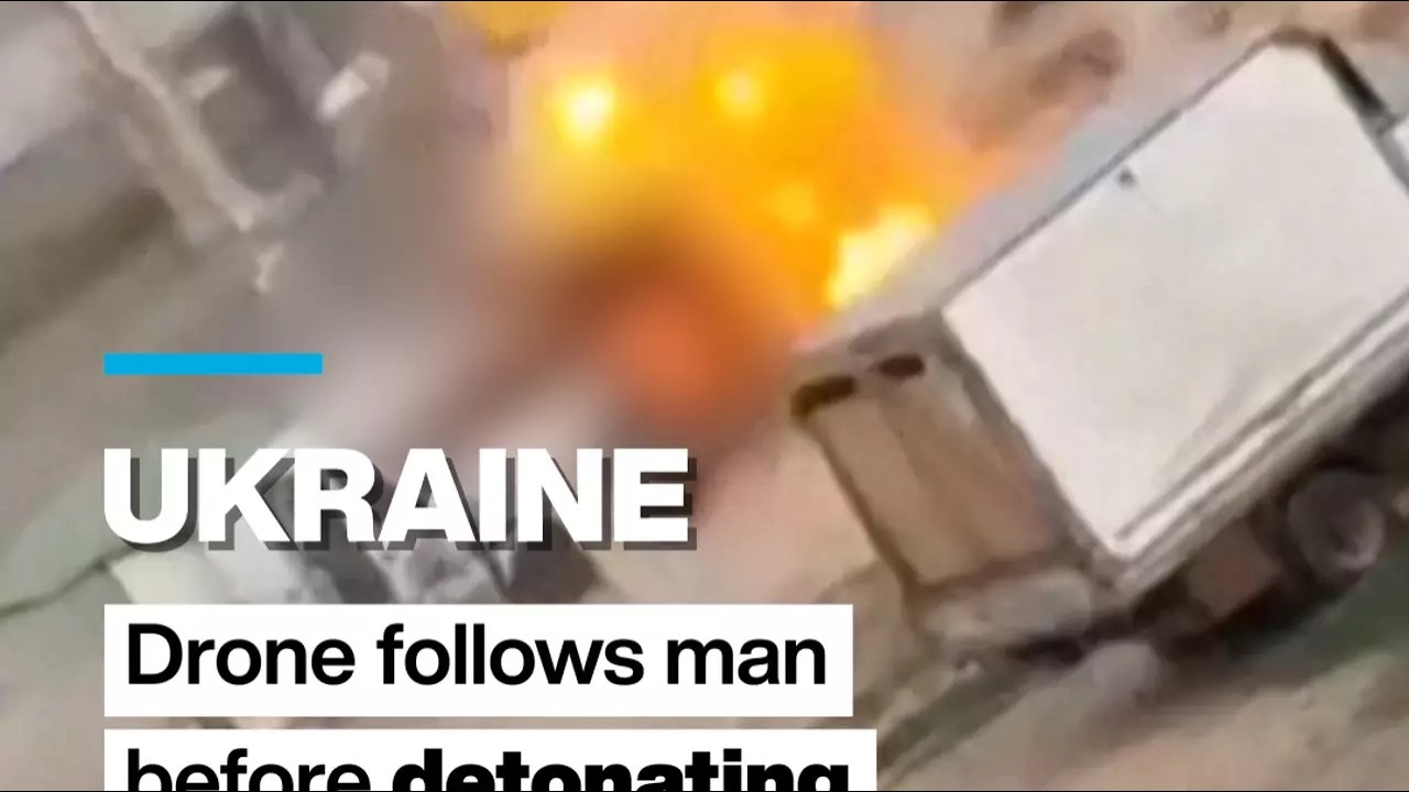 Ukraine: Drone follows man before detonating and injuring him &bull; FRANCE 24 English