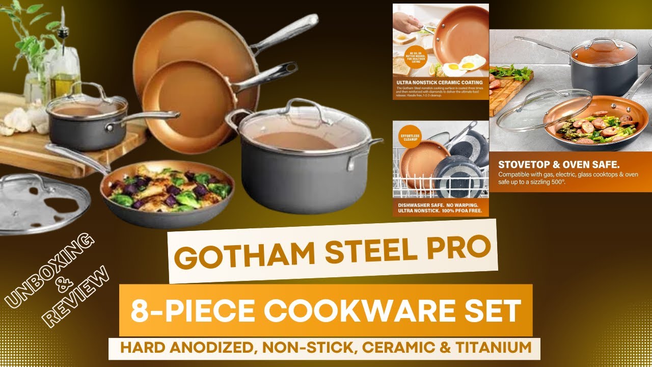 Unboxing of Gotham Steel Pro 8-Piece Cookware Set - Hard Anodized, Non-Stick, Ceramic & Titanium