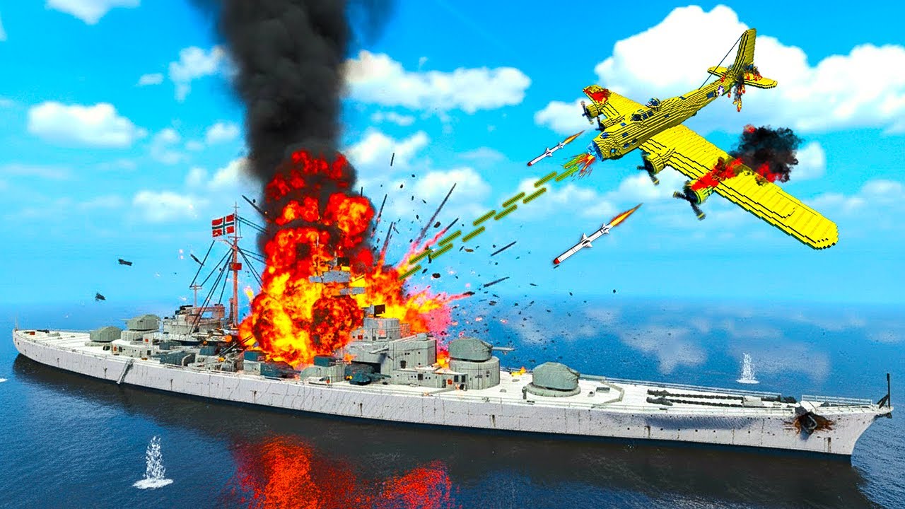 KMS Bismarck Battleship Under Massive Air Attack | real Ocean Explosion | Teardown