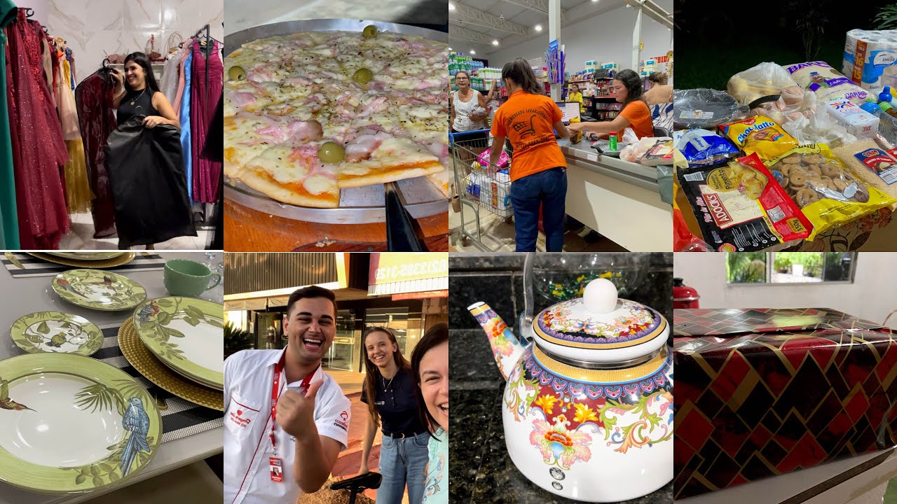 Flávia chegou,fomos comprar o presente dos noivos, alugamos nossas vestes e noite da pizza