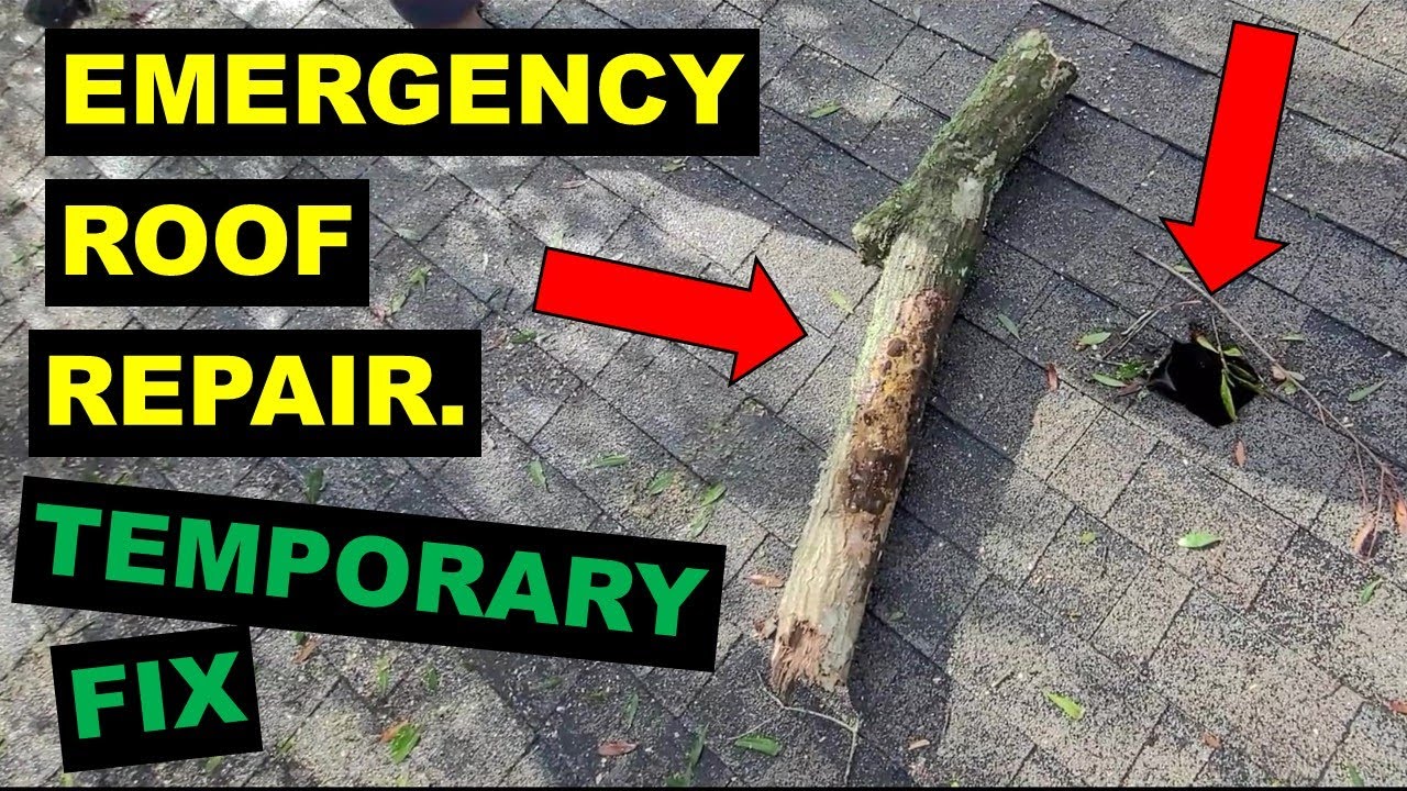 Hole in roof. Quick Emergency Roof Repair. DIY.