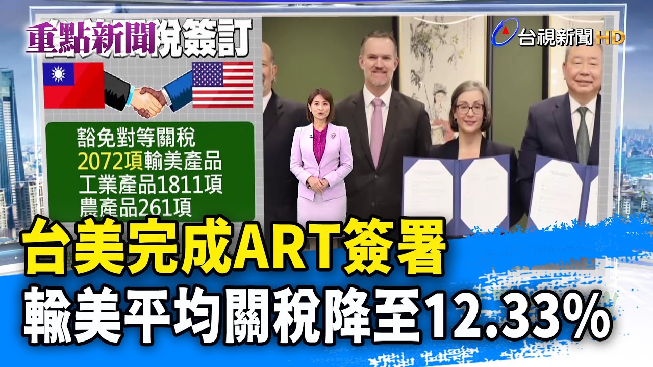 台美完成ART簽署 輸美平均關稅降至12.33%【重點新聞】-20260213