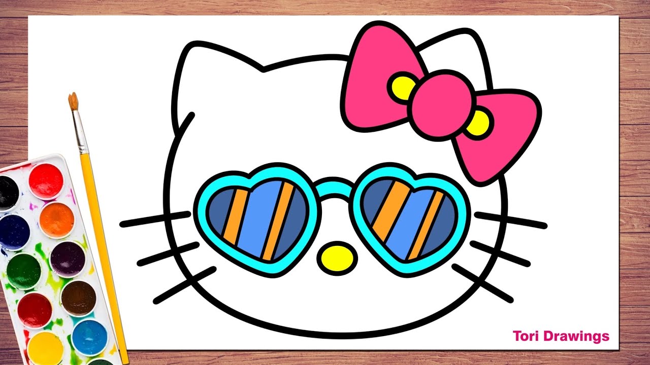 How to Draw Hello Kitty with Glasses | Hello Kitty Drawing Step by Step