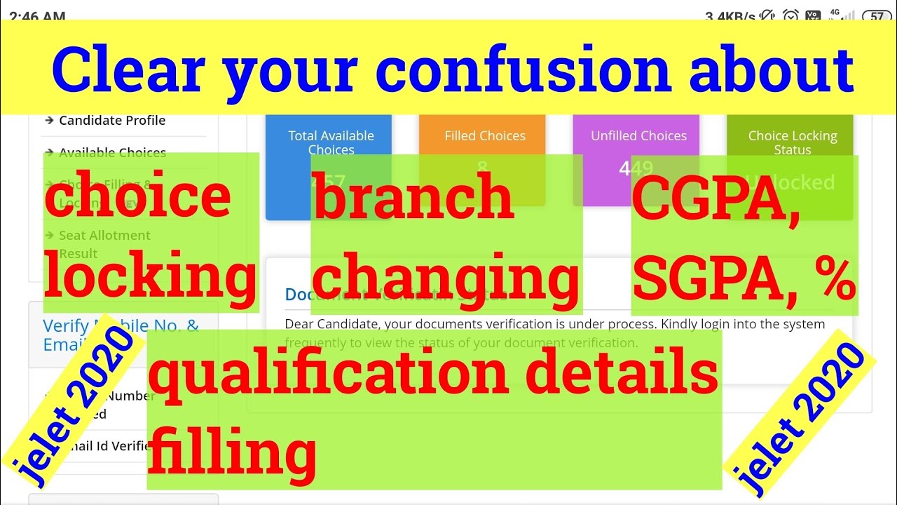jelet 2020 | confusion about | choice locking | branch changing | qualification details filling |
