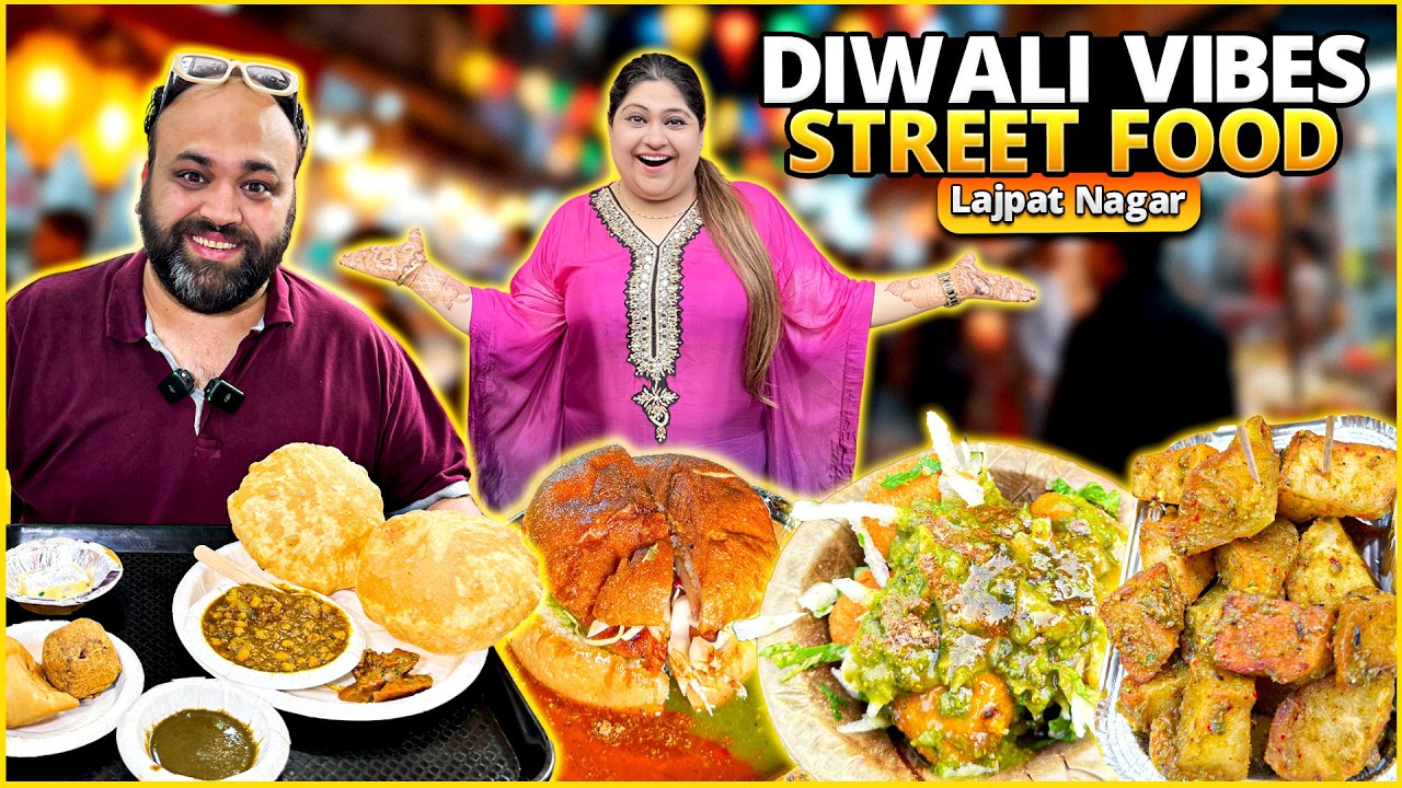 Street Food At Lajpat Nagar | Diwali Shopping And Food, Ram Laddo, Burger, Aloo Chaat, Chole Bhature