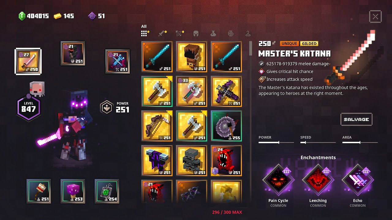 Minecraft Dungeons Soul Hunter Speedy Katana Build Apoc+25 Obsidian Pinnacle