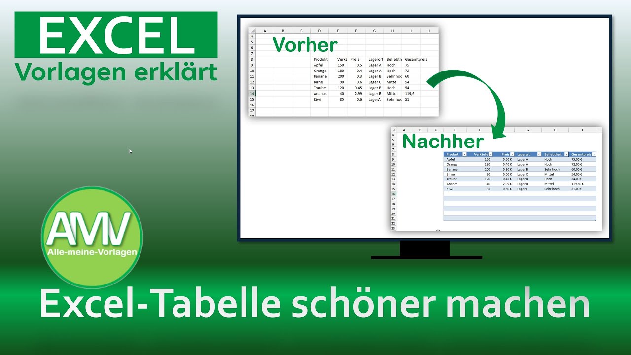 Excel Tabelle schöner machen einfach erklärt