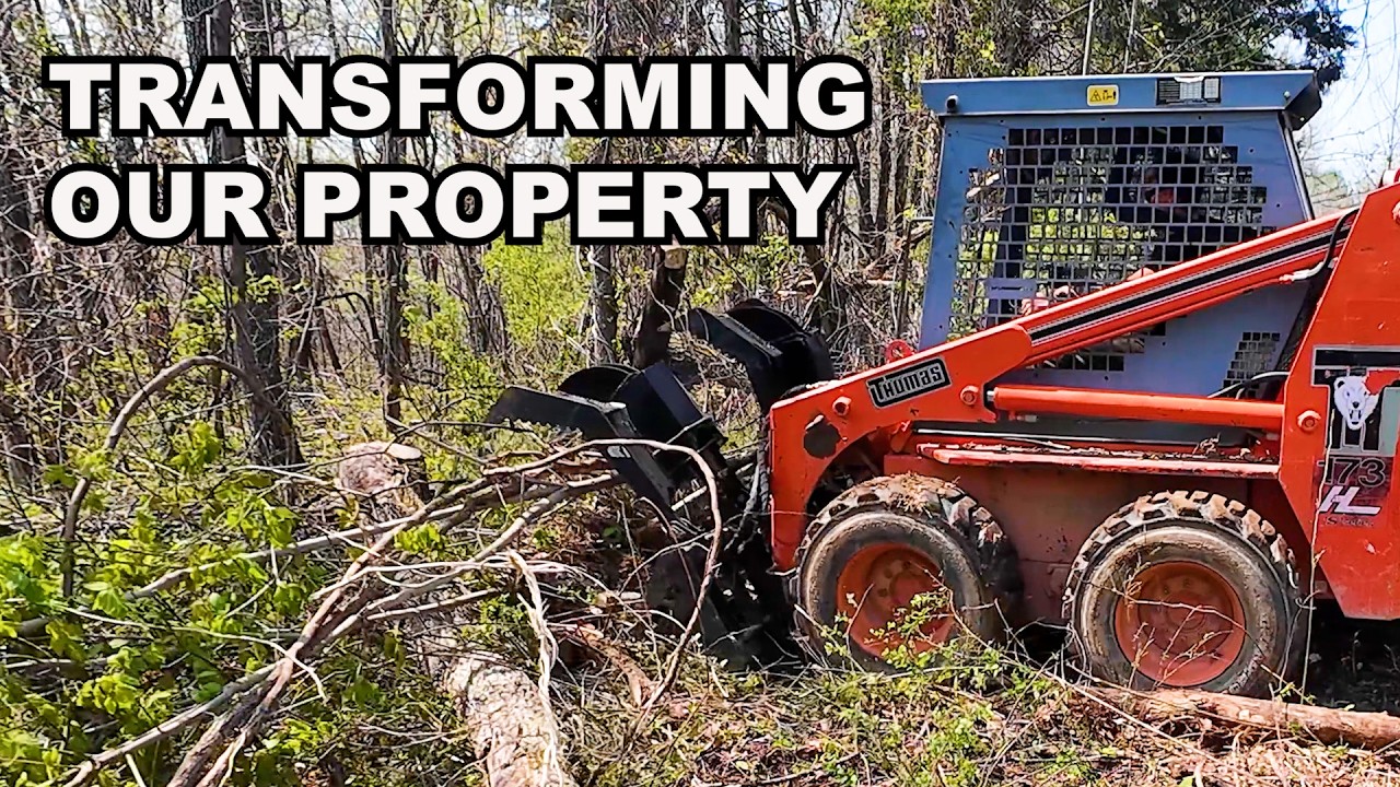 Возвращаю свой участок из леса с помощью мини-погрузчика.