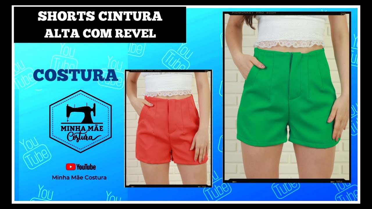 SHORTS CINTURA ALTA COM REVEL - PASSO A PASSO DA COSTURA