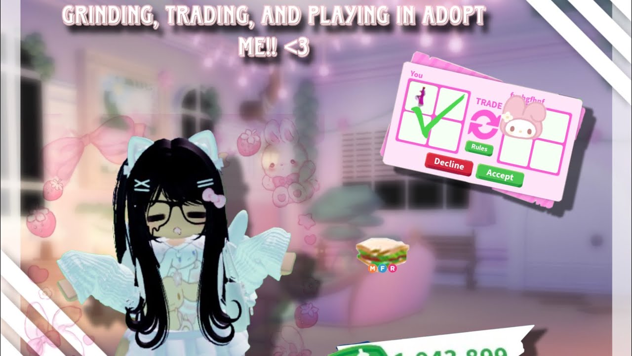 Playing adopt me! |  Grinding, trading, etc! 💖🎀🍓 |