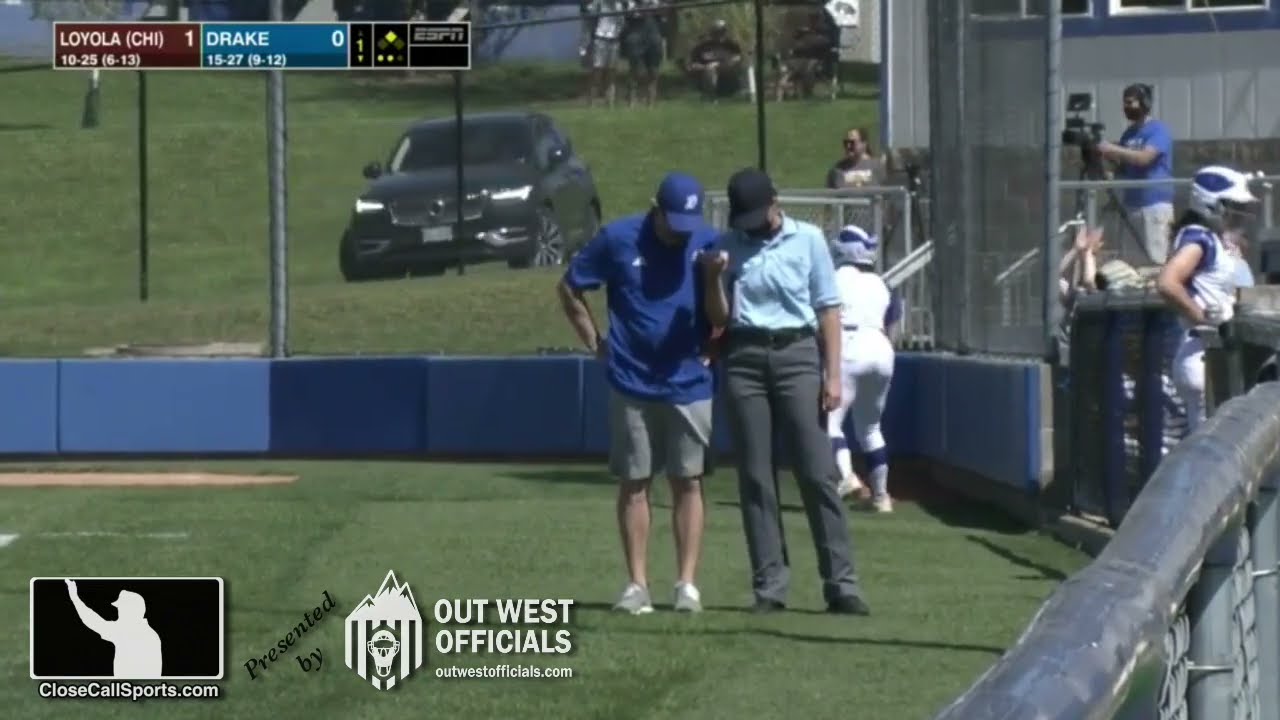 NCAA Softball Umpires' Use Phone Call Rules Check on Retired Batter-Runner Interference Double Play