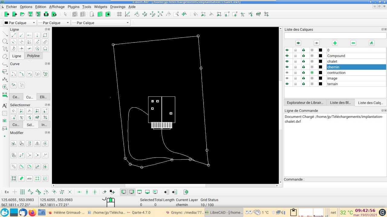 LibreCAD 2.1.3 débutant : import image,  bloc DXF et mise à l'échelle (scale)