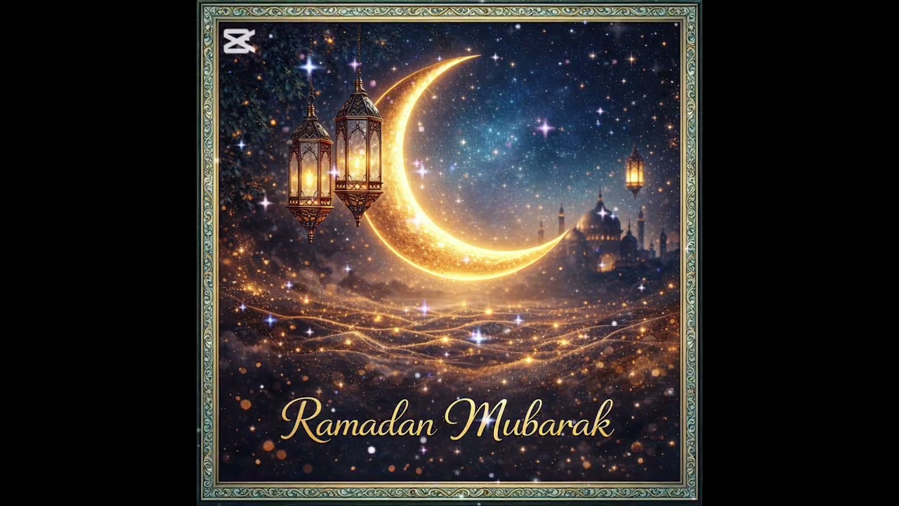 Ramadan Mubarak 2026 🌙 Stunning Crescent Moon Background | Beautiful Islamic 4K Wallpaper Frame