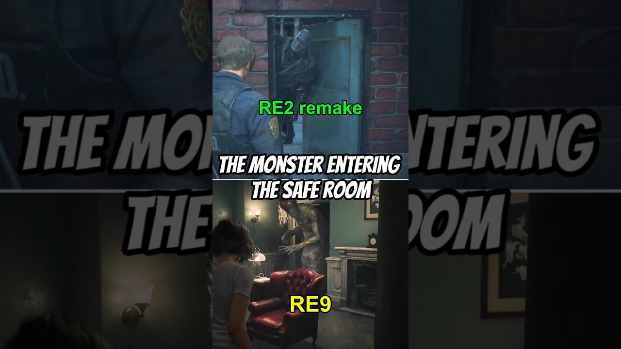 the m0nster entering the safe room RE2 Remake vs RE9  #re9requiem #re9 #re2remake