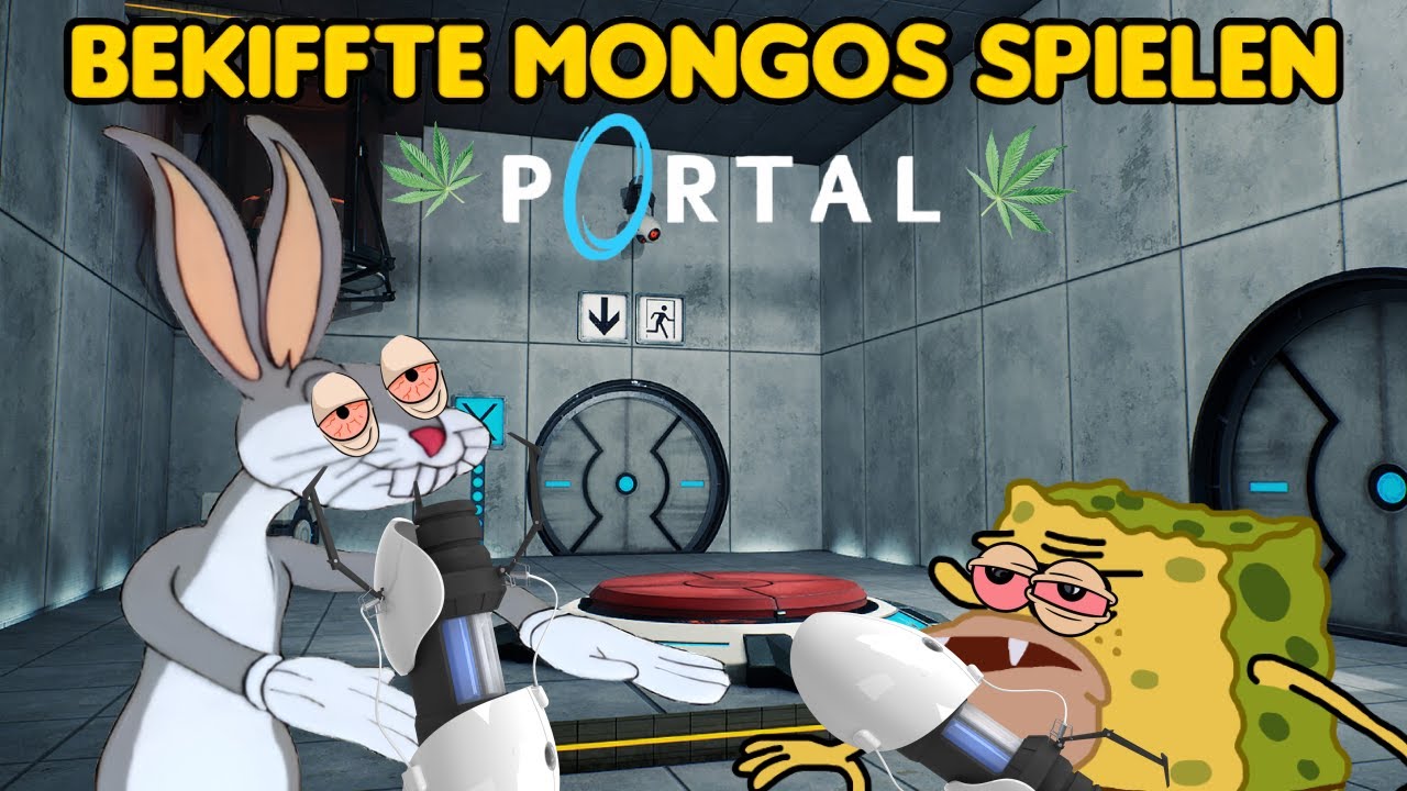 Zwei komplett fertige Spacken teilen sich Maus und Tastatur und versuchen Portal zu spielen