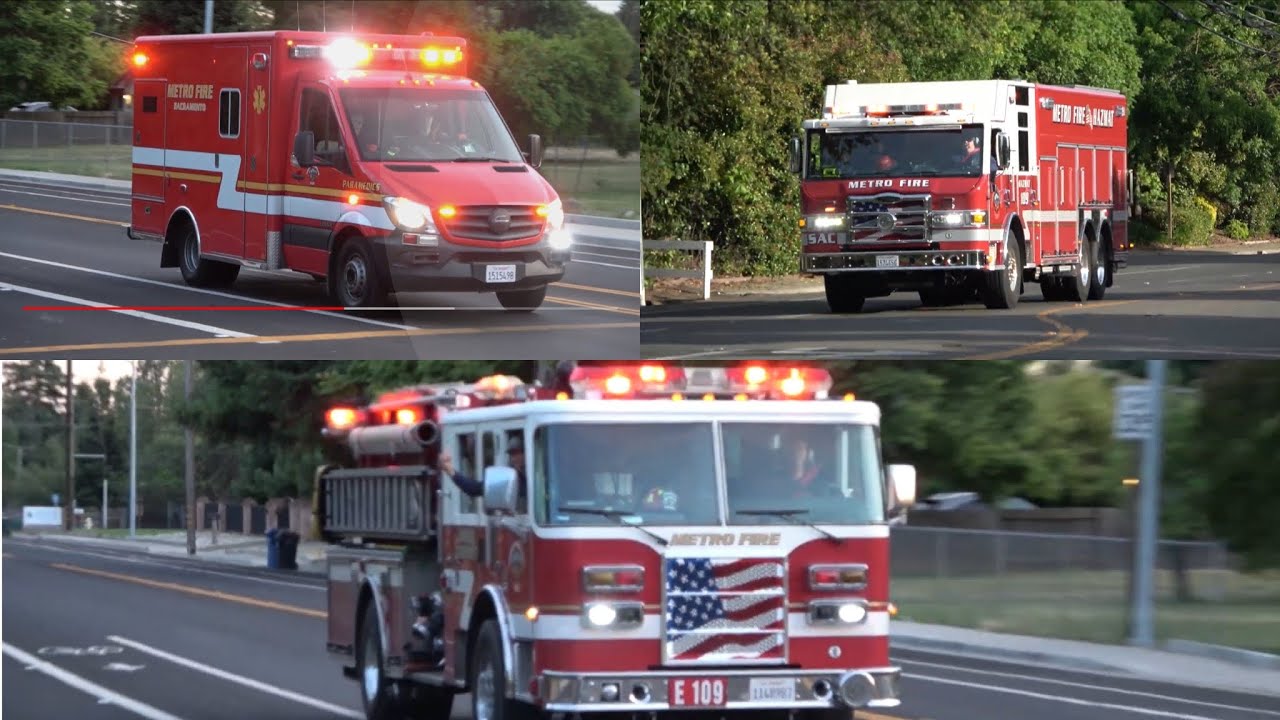 [4K] Sacramento Metro Fire District Station 109 (Engine, Hazmat, & Medic) Responding Code 3