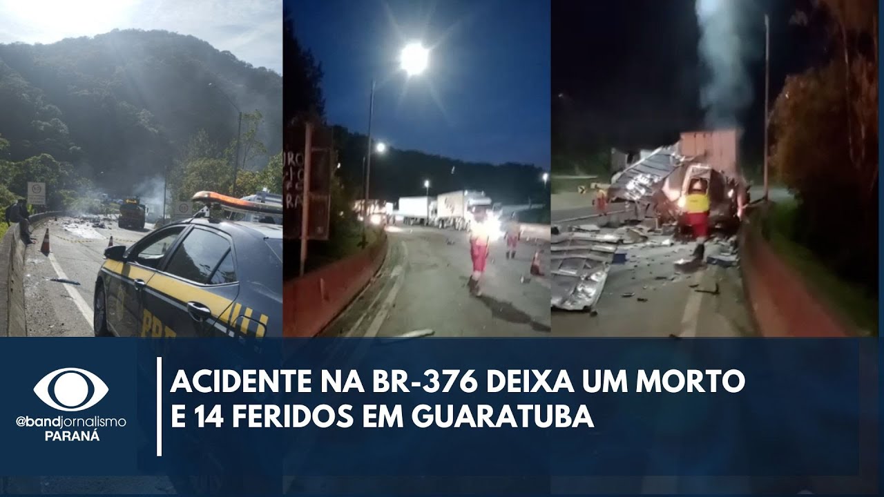 Acidente na BR-376 deixa um morto e 14 feridos em Guaratuba