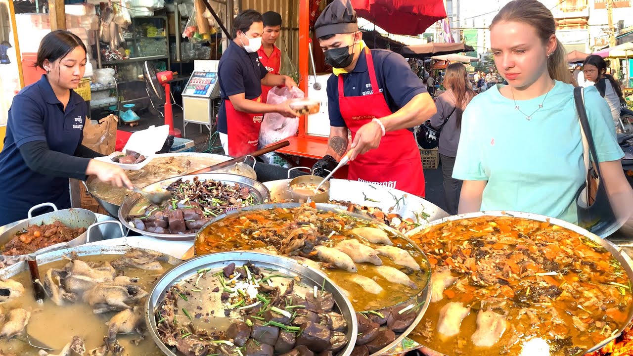 Best Cambodian Street Food 2026 - Very Delicious Chicken Soup, Grilled Duck, Intestine & More