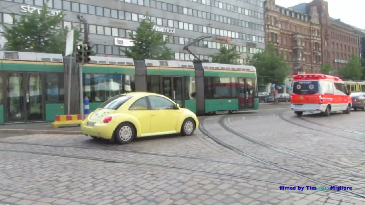 Trams in Helsinki, Finland in HD 1080 - Raitiovaunut Helsingissä 2014
