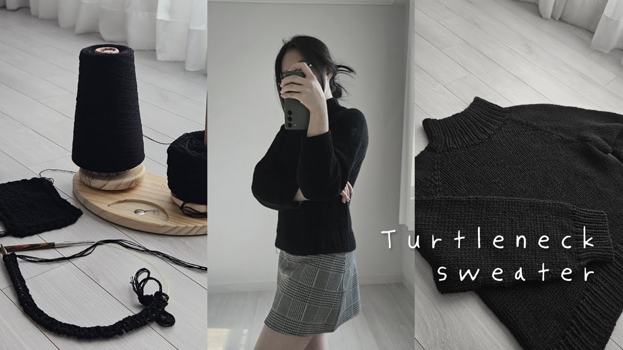 Knitting vlog | 나흘만에 완성🐢  터틀넥 스웨터 Turtleneck sweater