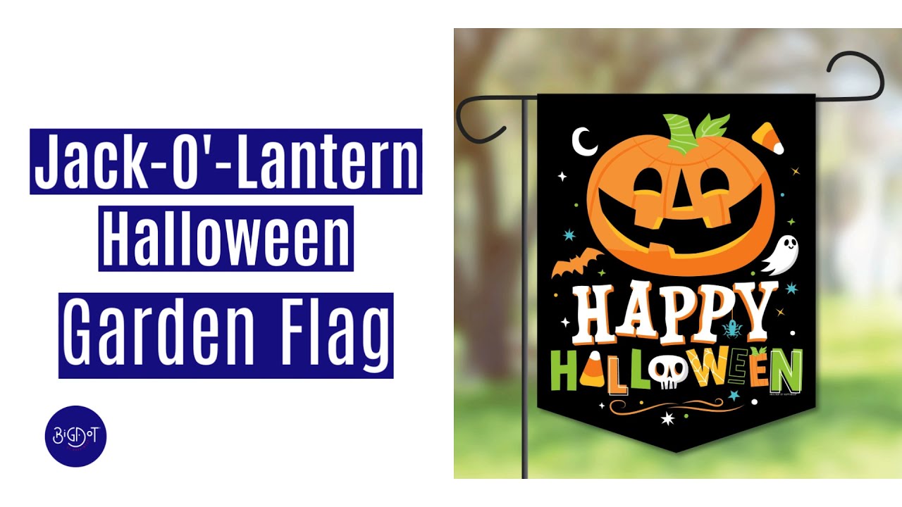 Jack-O'-Lantern Halloween Garden Flag Outdoor Home Lawn Happy Halloween Party | Big Dot of Happiness