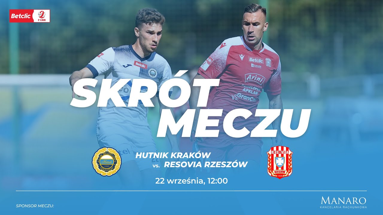 Skrót meczu: Hutnik Kraków - Resovia Rzeszów (Betclic 2. Liga - sezon 2024/25)