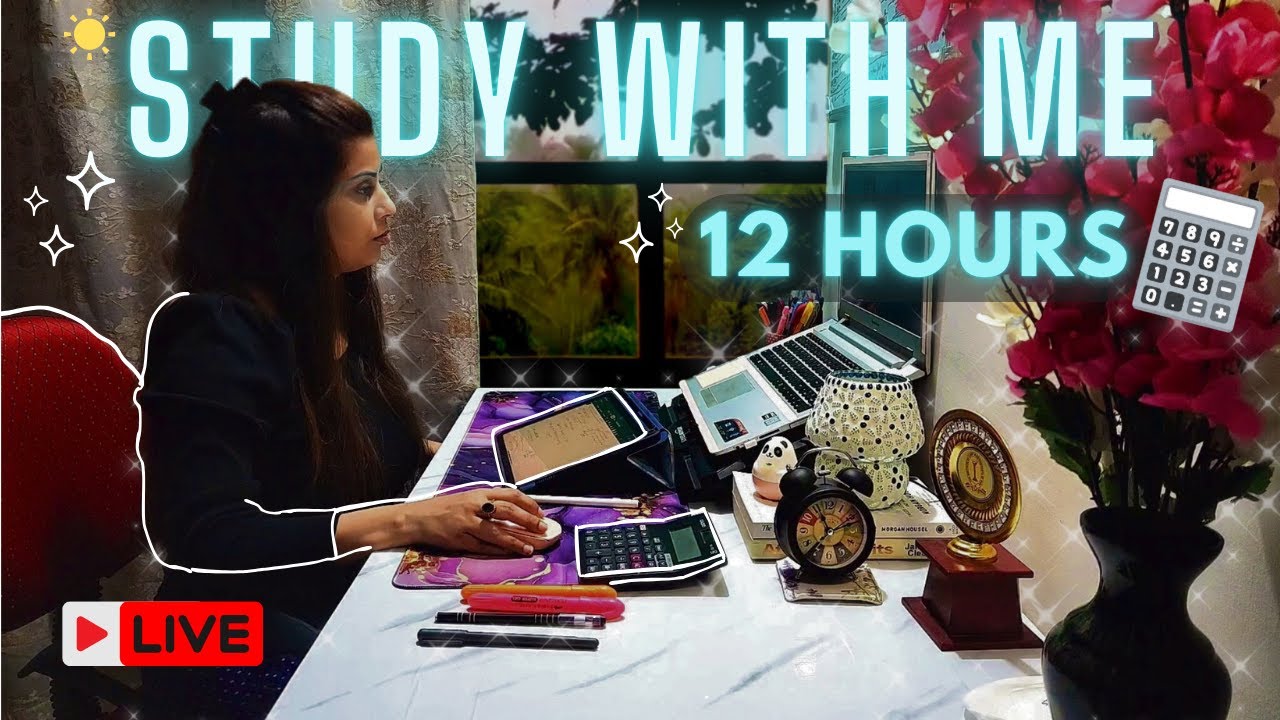 Late Night 📚 Study With Me | Pomodoro Timer 90/10 | Rain & Thunder Sounds | CA CMA CS
