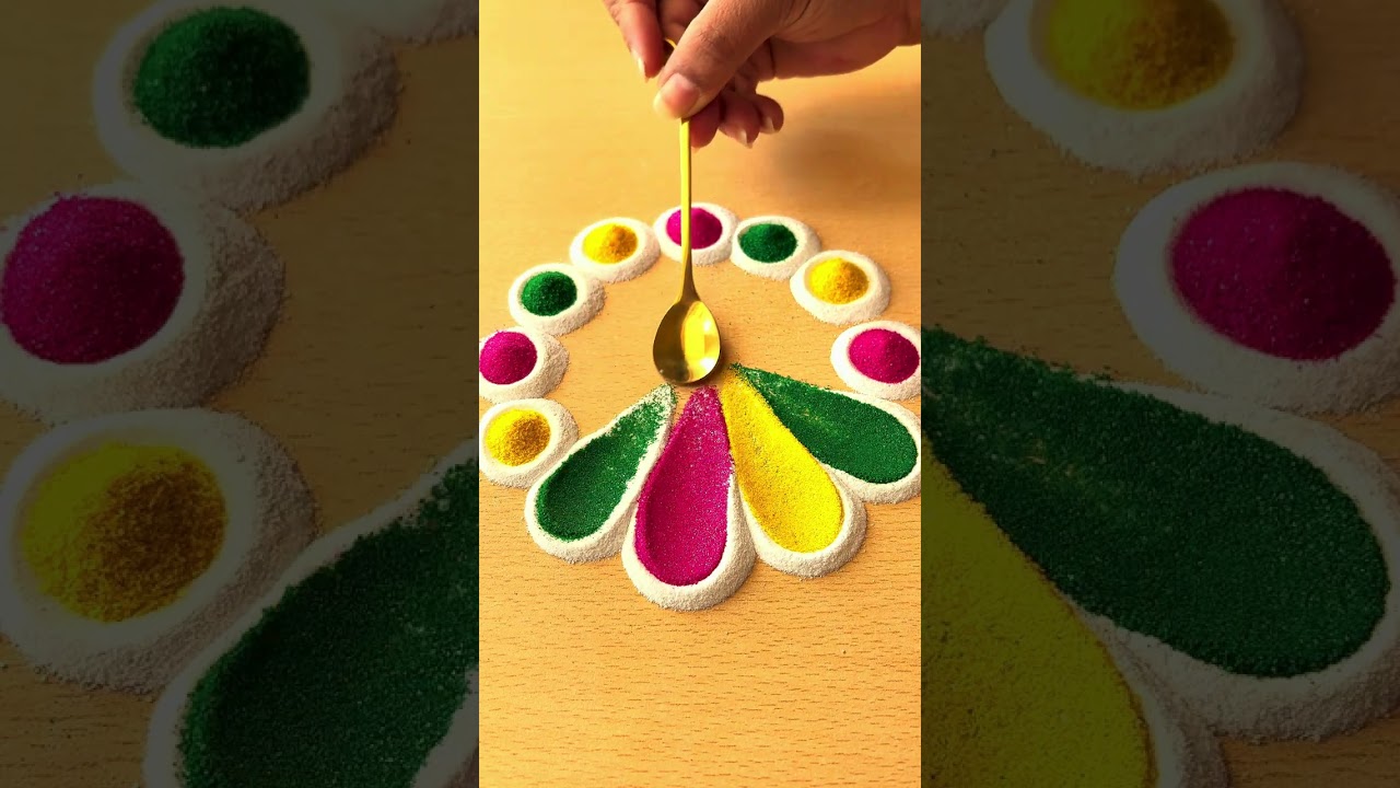Simple Rangoli | Satisfying Rangoli | Easy Rangoli Tips and Tricks | ASMR #rangoli #satisfying #asmr