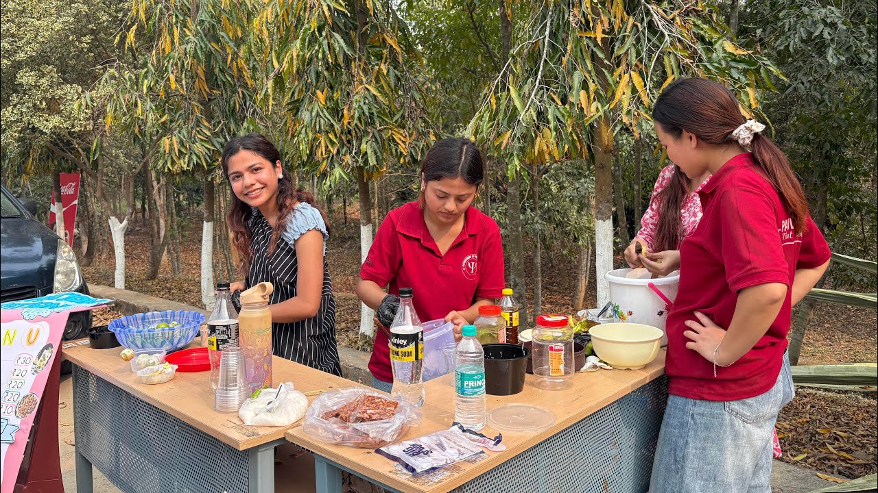 Opening a stall in my university 🍛🍍🍻