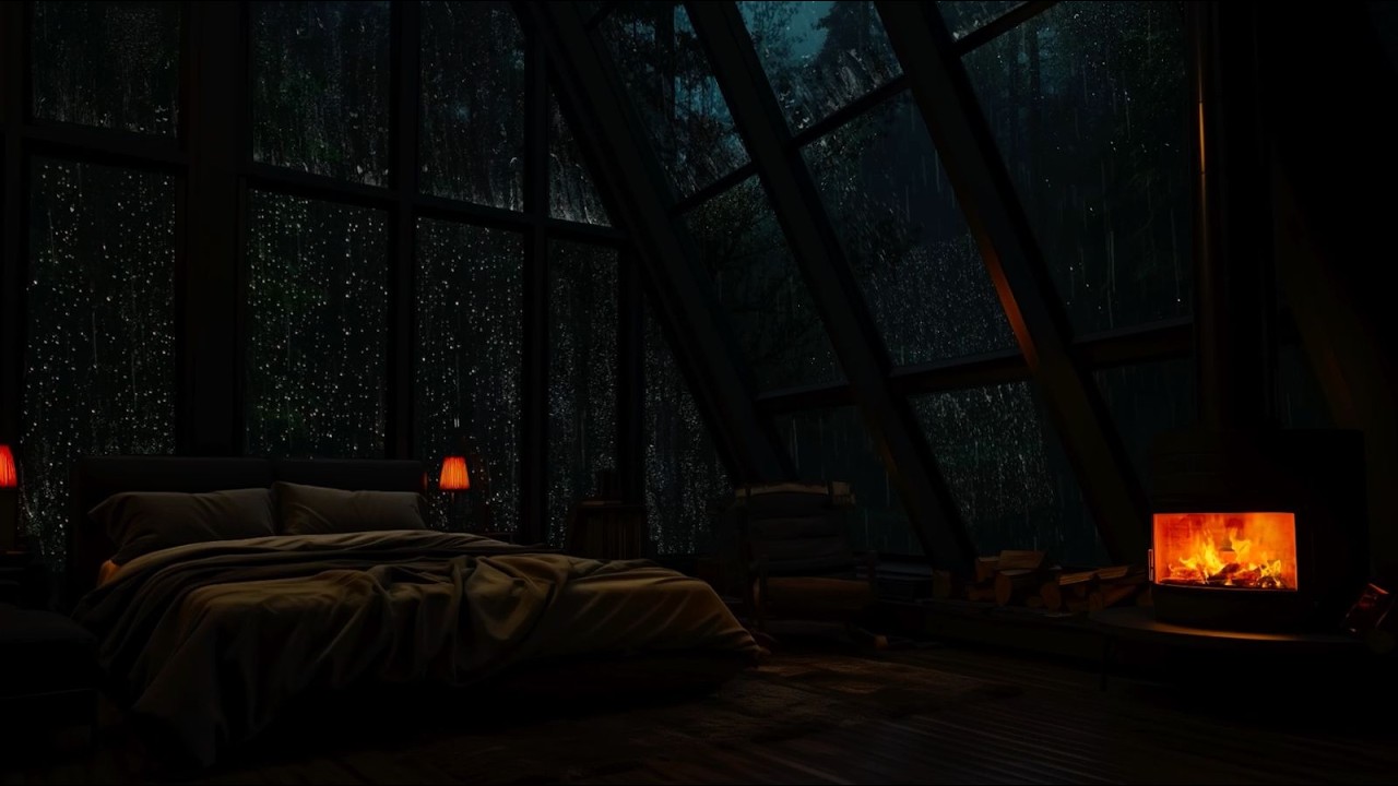 Quiet Dark Bedroom Ambience | Gentle Thunderstorm Night ASMR for Rest