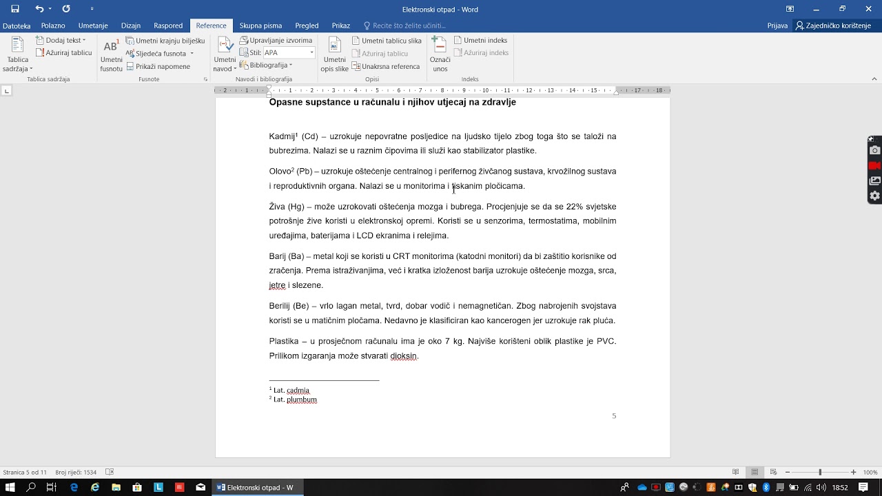 Microsoft Word - umetanje fusnota i stvaranje indeksa