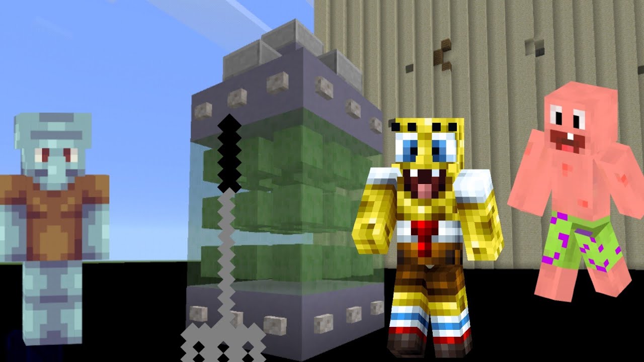 Minecraft Bob Esponja virando herói