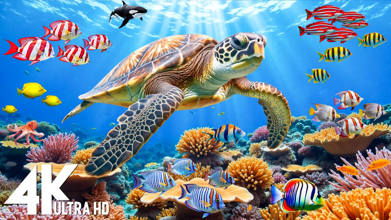 Ocean 4K - Sea Animals for Relaxation, Beautiful Coral Reef Fish in Aquarium - 4K Video Ultra HD #26