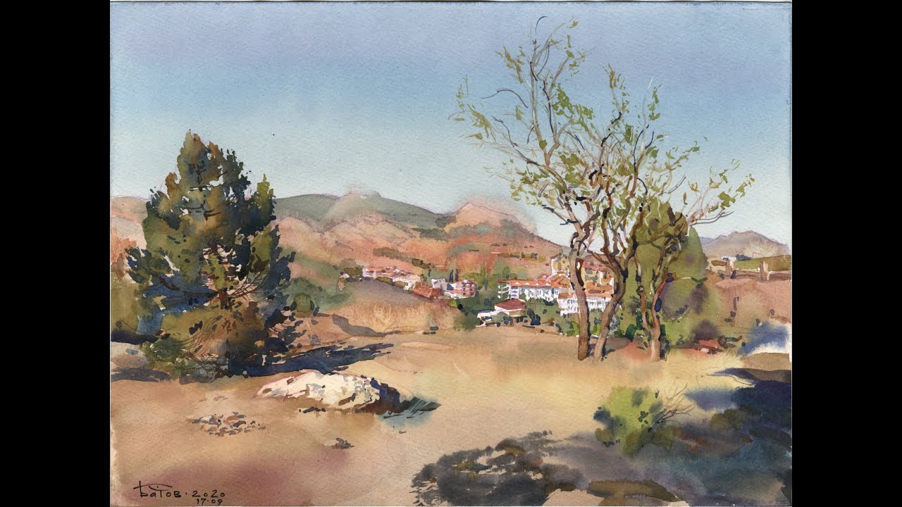 20200917 Судак, окрестности горы Перчем. Акварельный этюд. Plein air watercolor landscape