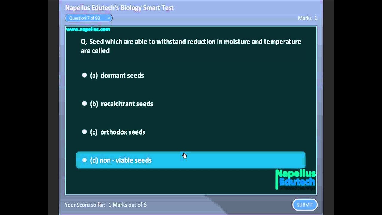 Application Of Biology Smart Test 6 , AIPMT exam Paper