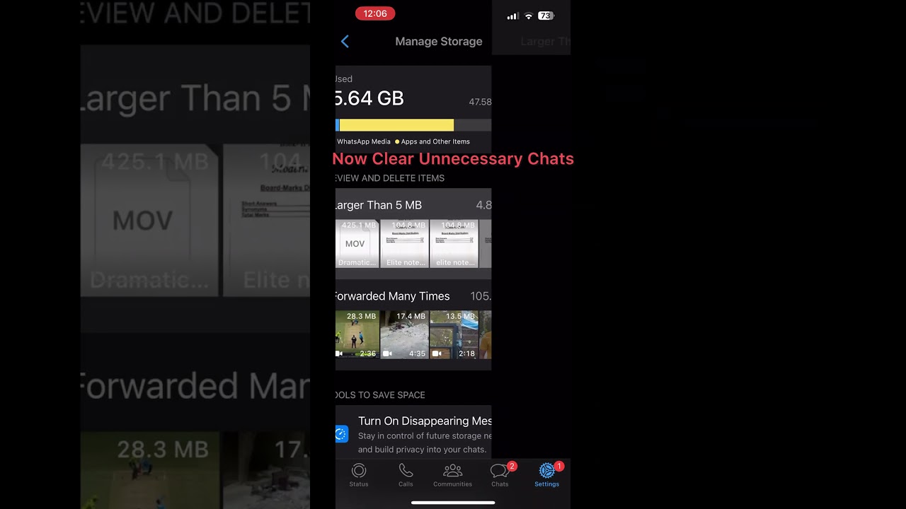 How to Clear WhatsApp Storage😱#iphone#apple#ios#whatsapp#storage#youtubeshorts#viral