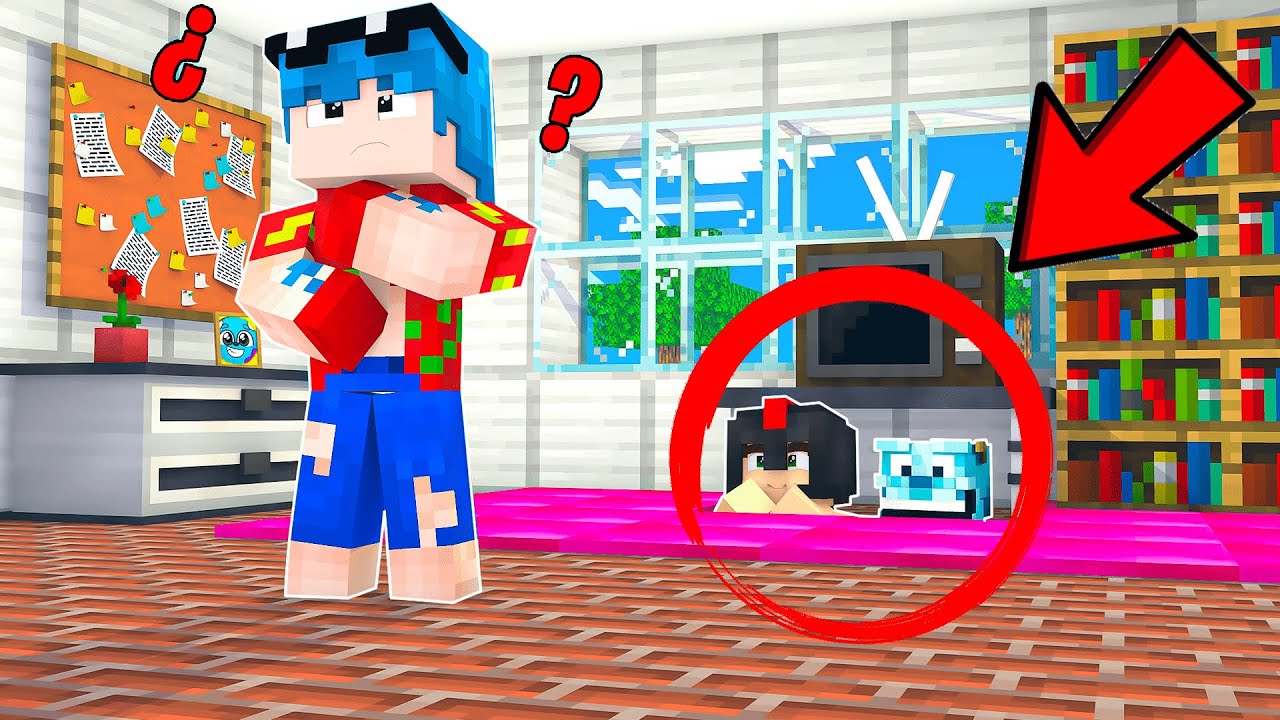 el MEJOR ESCONDITE de los COMPAS 😂 DEBAJO de una TELEVISION, TIMBA VK INVICTOR RIUS en Minecraft