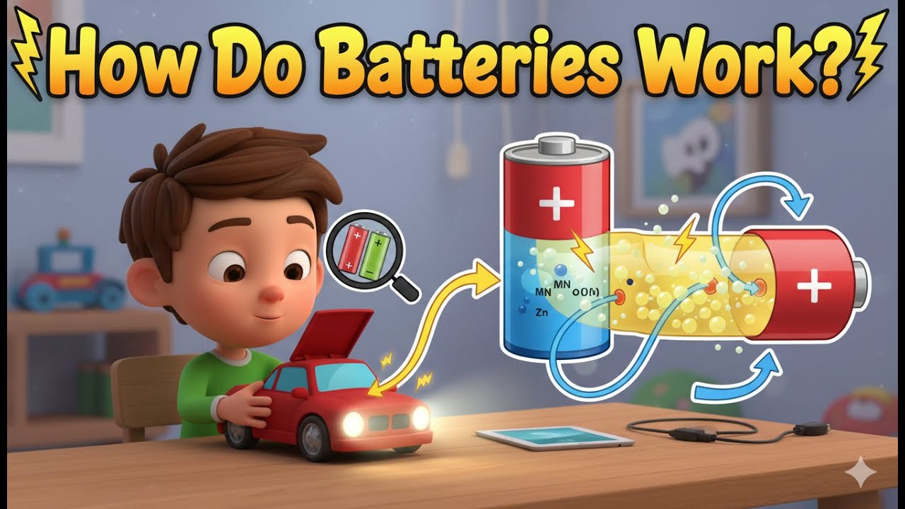 How Do Batteries Work? 🔋 The Science of Electricity for Kids | Curious Crew