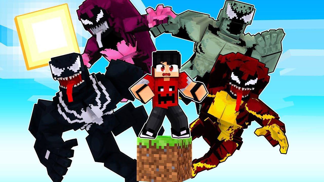 JOGANDO com todos SYMBIONTES em APENAS UM BLOCO no Minecraft
