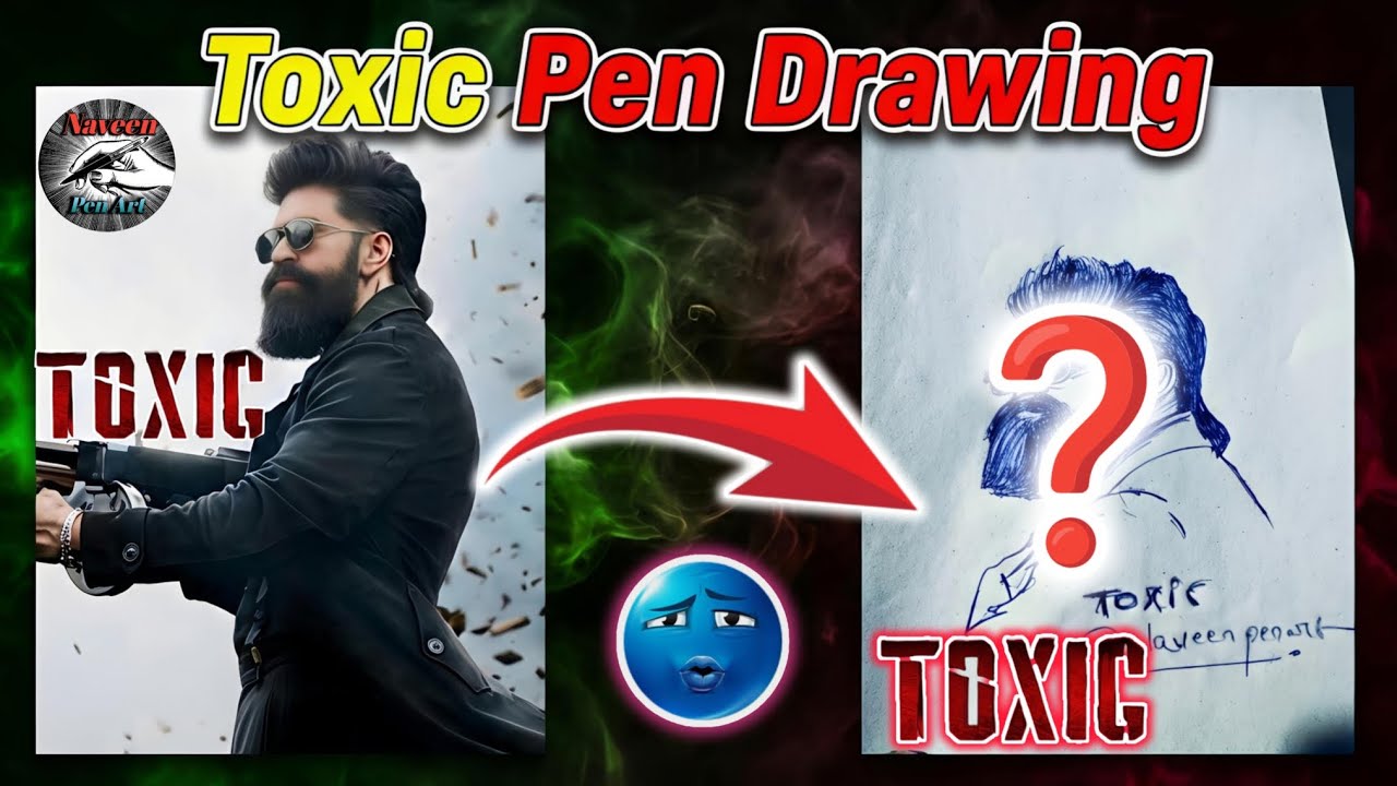 Yash🔥🥵|Toxic pen drawing|How to draw Toxic poster with pen|@NaveenPenart 