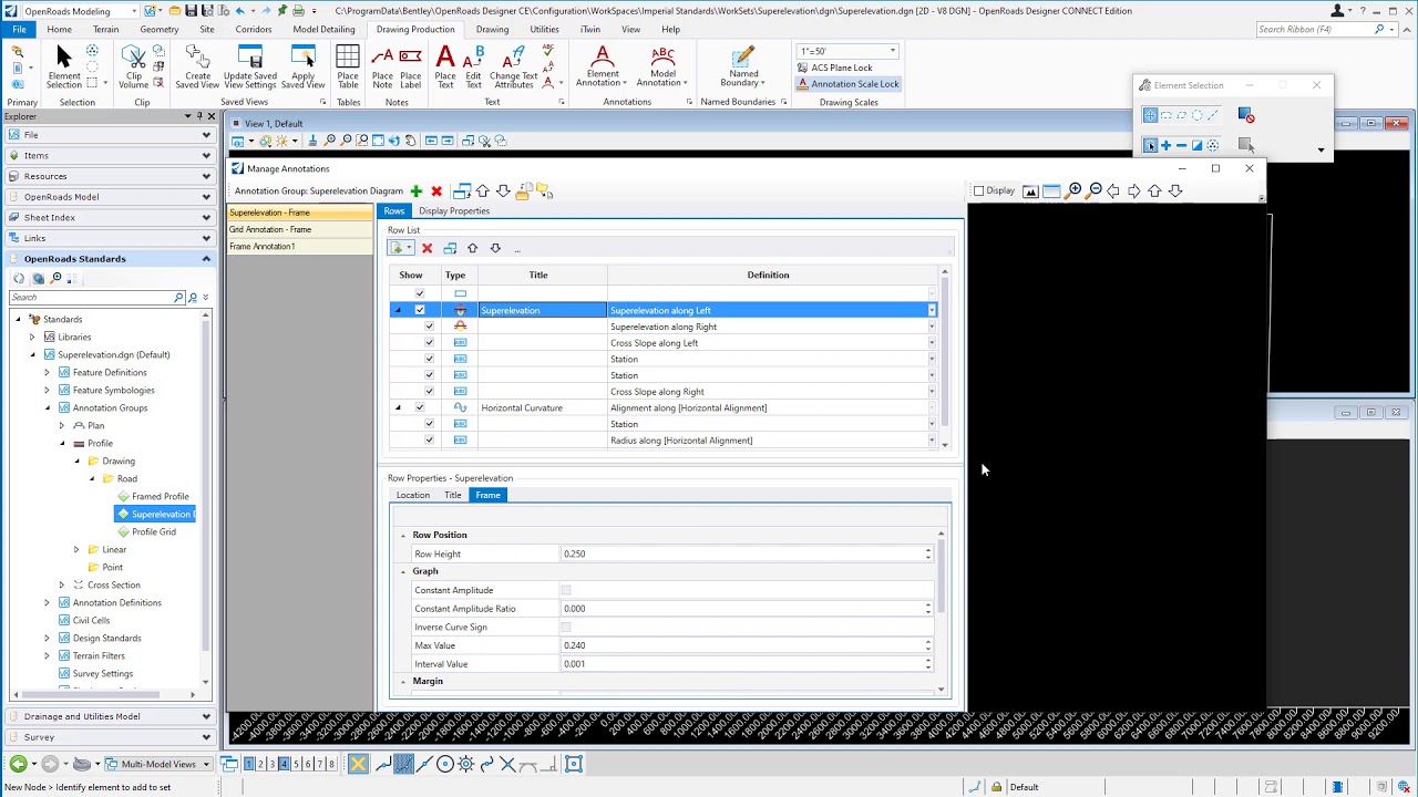 Superelevation Profile Annotation Setup