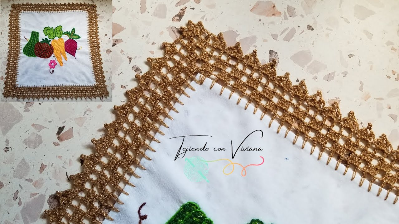 Orilla #89 Tejida a Gancho Crochet ( Puntilla Grande 5 Vueltas )