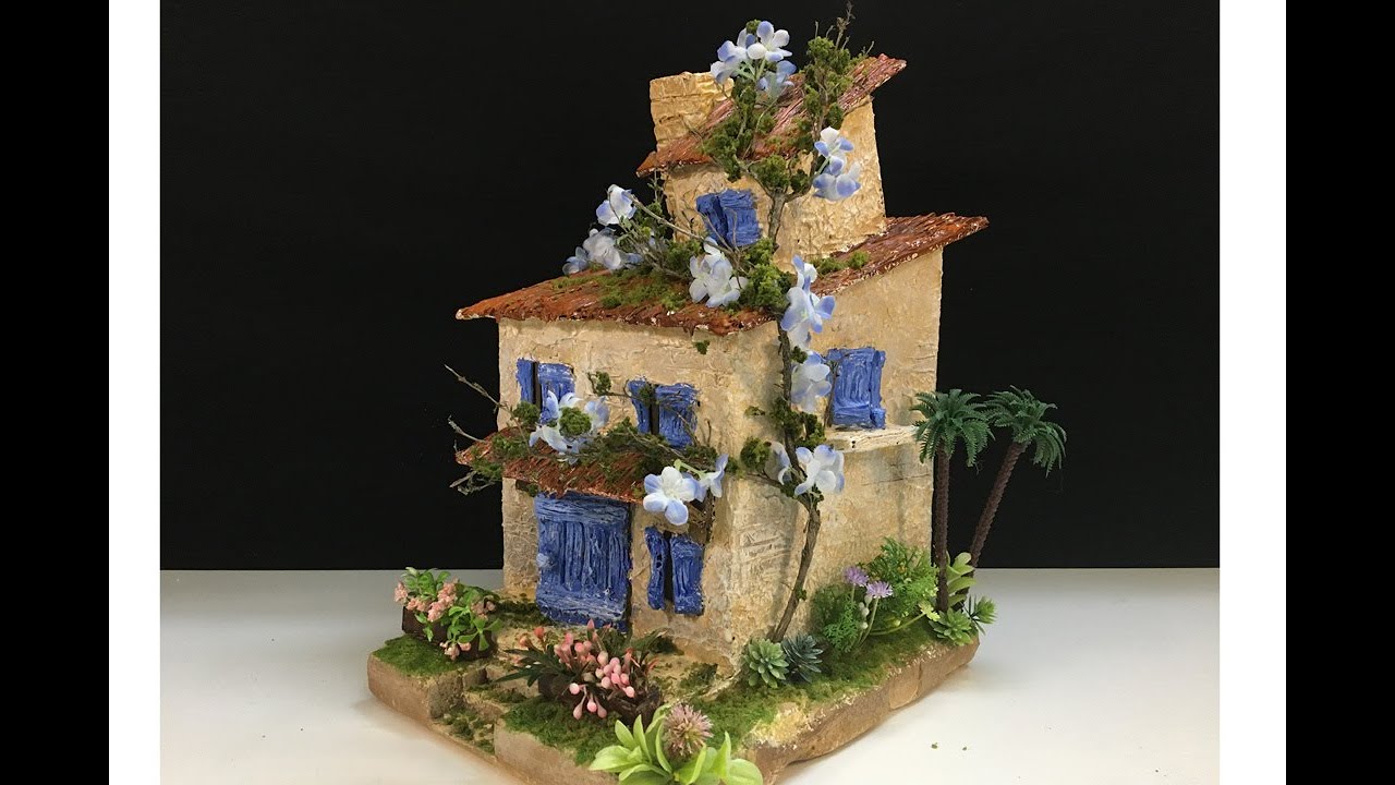 DIY Tiny Beautiful House Using Cardboard and Putty