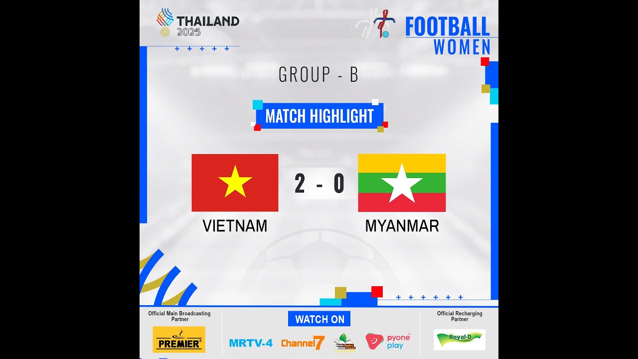 Match Highlights,33rd SEA Games - Women's Football (Group-B)VIETNAM 2 - 0 MYANMAR
