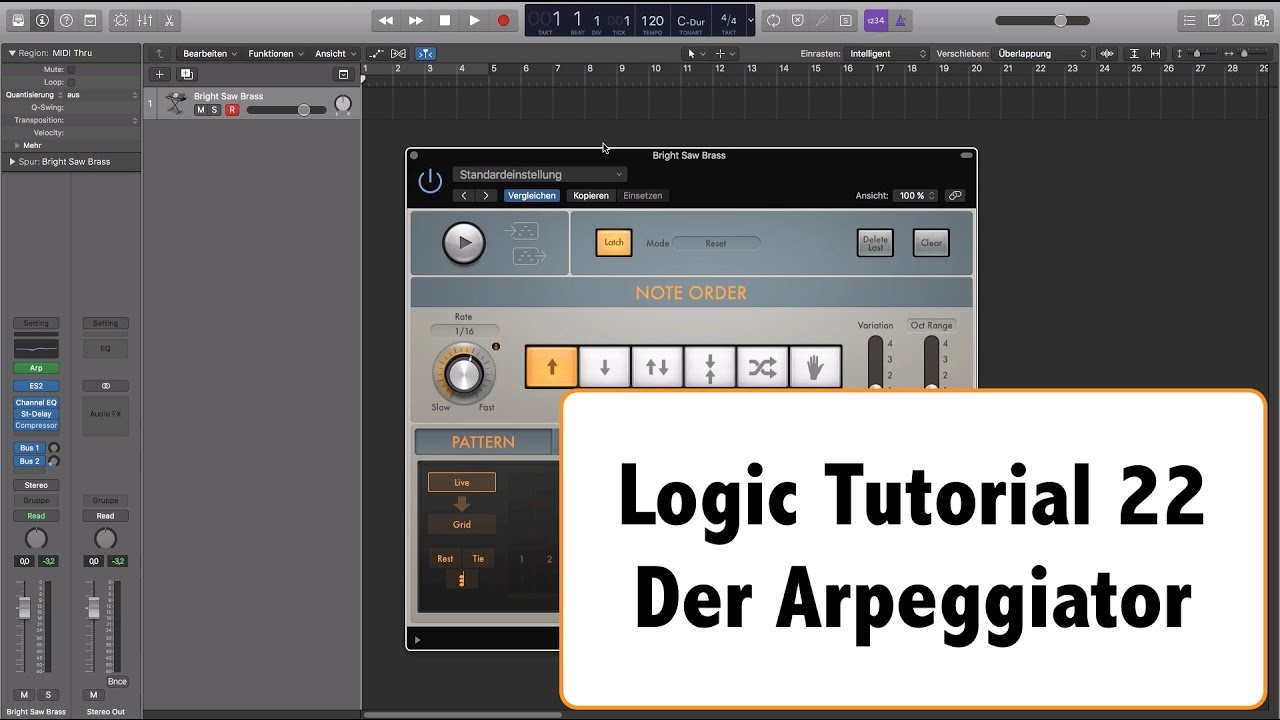 Logic Pro X deutsch Tutorial Teil 22 - Krasse Arpeggios!! :o (Logic Pro X Arpeggiator Tutorial)