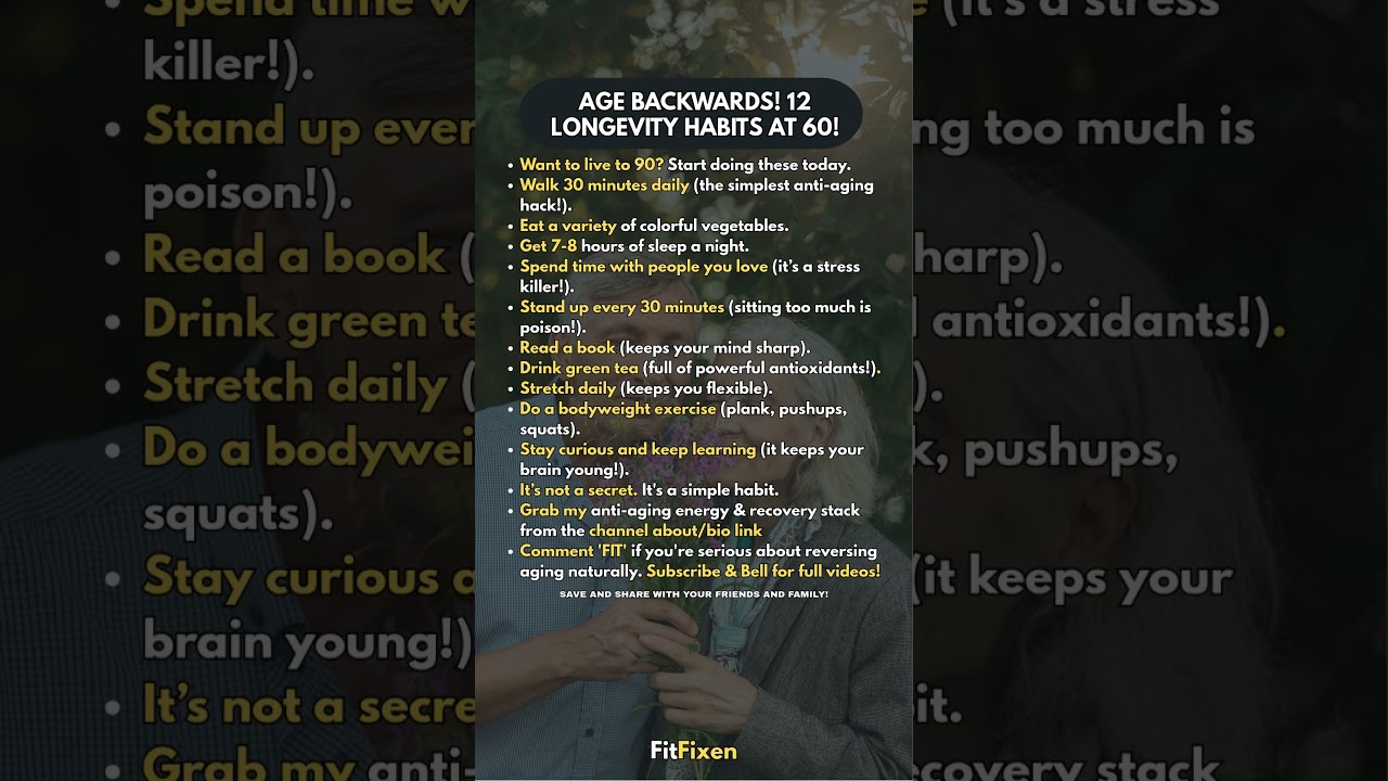 👆 Age Backwards! 10 Longevity Habits That Add Years to Your Life After 50! #FitFixen #shorts